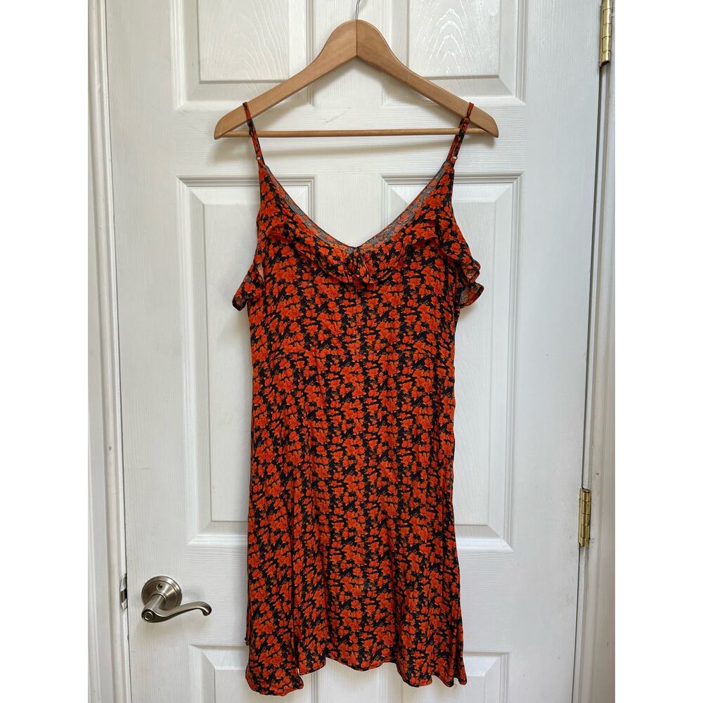 American Eagle Aerie Deep Orange Floral Sundress